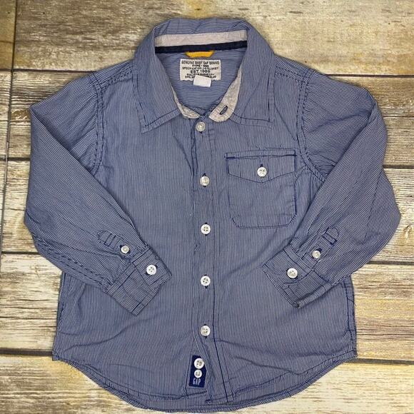 VTG 2007 Baby Gap Nautical Stripe Boys Button Up Shirt Sz 4T - Picture 1 of 7